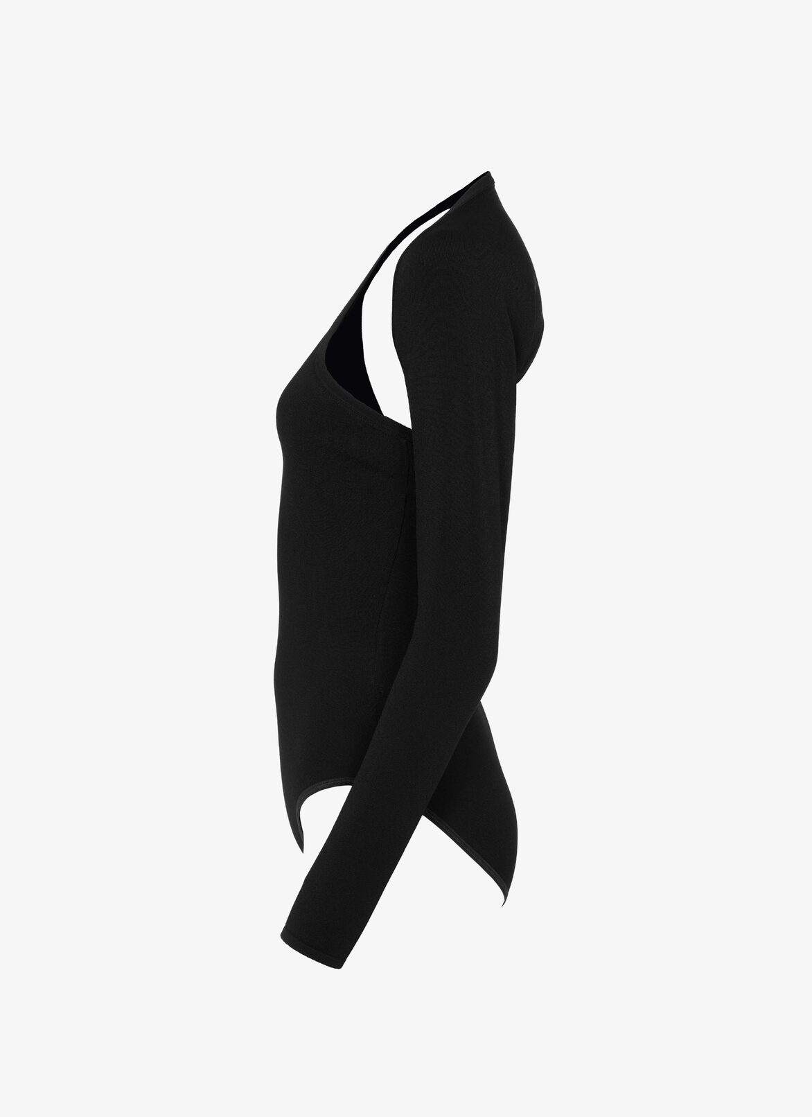 ASSYMETRIC LONG-SLEEVE BODYSUIT ALAÏA BLACK ASSYMETRIC LONG-SLEEVE BODYSUIT